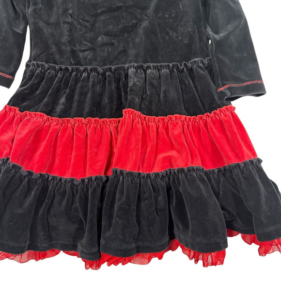 Hanna Andersson Dress Size 120 US 6-7 Girls Black Velvet Embroidered Party - Picture 7 of 8